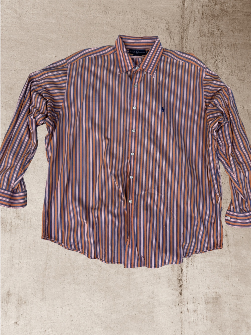 Ralph Lauren Blake Striped Button-Down Shirt, Men's XL, Rust/Navy/White